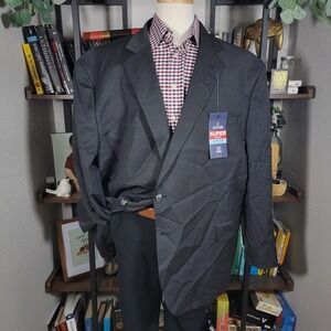 Stafford Super Super Suit Sport‎ Coat Charcoal Wool Poly Blend BIG TALL 56BGRG